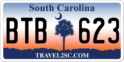 SC license plate BTB623