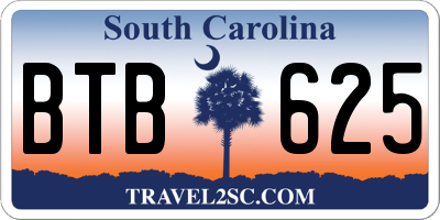 SC license plate BTB625