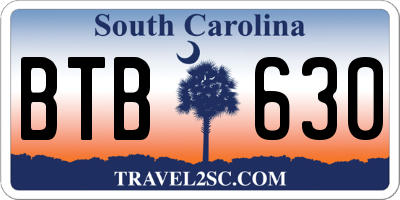 SC license plate BTB630