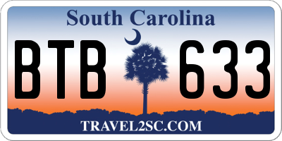SC license plate BTB633