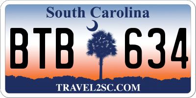 SC license plate BTB634
