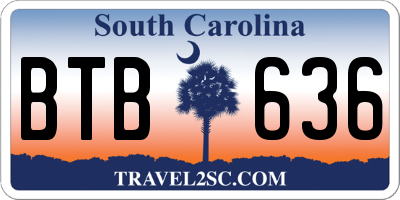 SC license plate BTB636