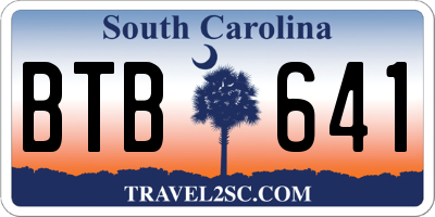 SC license plate BTB641