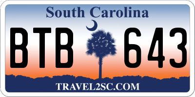 SC license plate BTB643