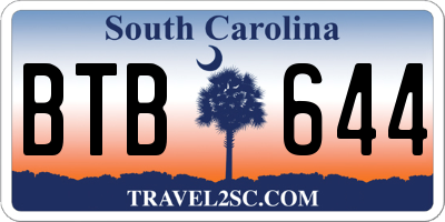 SC license plate BTB644