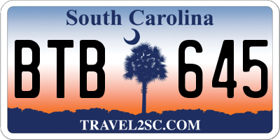SC license plate BTB645