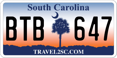 SC license plate BTB647