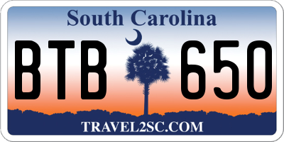 SC license plate BTB650