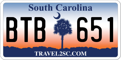 SC license plate BTB651