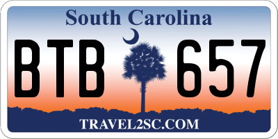 SC license plate BTB657