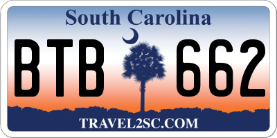 SC license plate BTB662