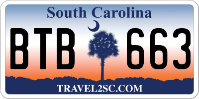 SC license plate BTB663