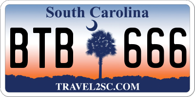 SC license plate BTB666
