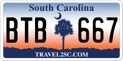 SC license plate BTB667