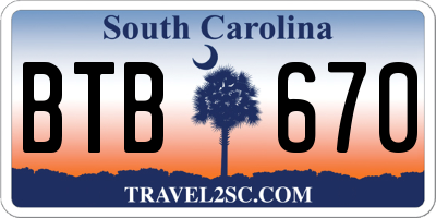 SC license plate BTB670