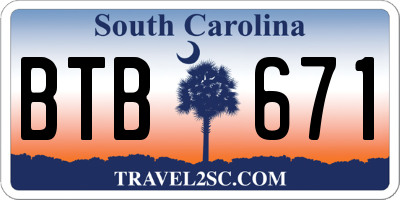 SC license plate BTB671