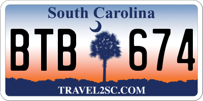 SC license plate BTB674