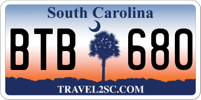 SC license plate BTB680