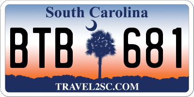 SC license plate BTB681