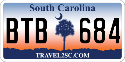 SC license plate BTB684