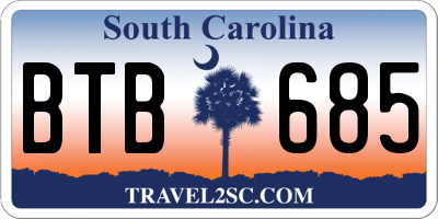 SC license plate BTB685