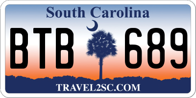 SC license plate BTB689