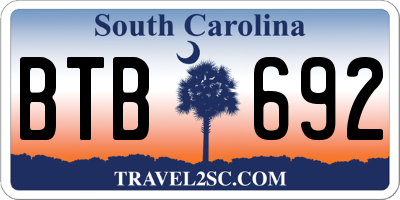 SC license plate BTB692