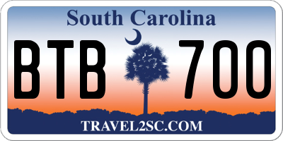 SC license plate BTB700