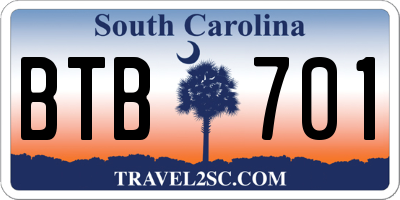 SC license plate BTB701