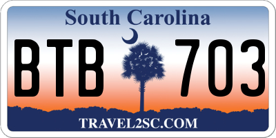 SC license plate BTB703