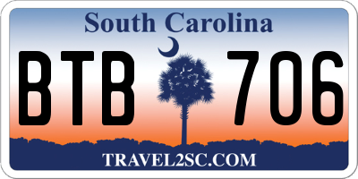 SC license plate BTB706