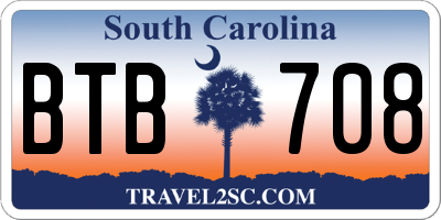 SC license plate BTB708