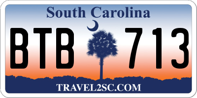 SC license plate BTB713
