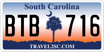SC license plate BTB716