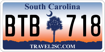 SC license plate BTB718