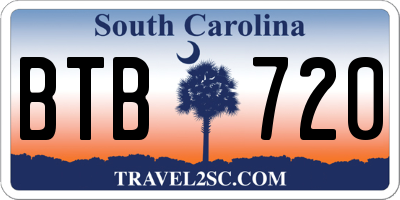 SC license plate BTB720