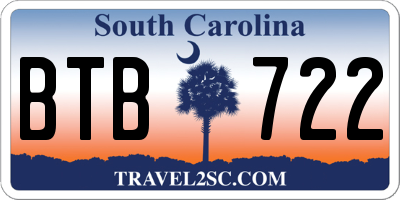 SC license plate BTB722