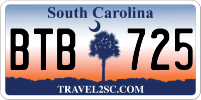 SC license plate BTB725