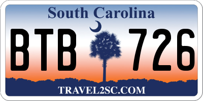 SC license plate BTB726