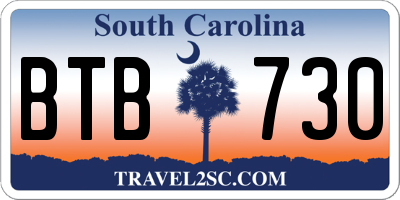 SC license plate BTB730