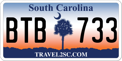 SC license plate BTB733
