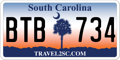 SC license plate BTB734