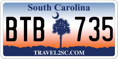 SC license plate BTB735