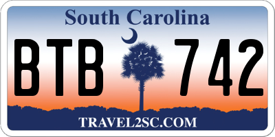 SC license plate BTB742