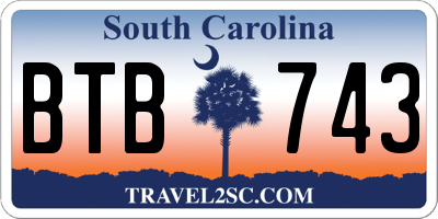SC license plate BTB743