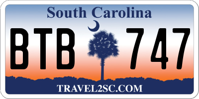 SC license plate BTB747
