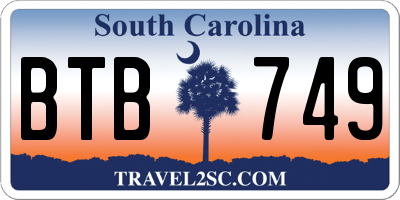 SC license plate BTB749