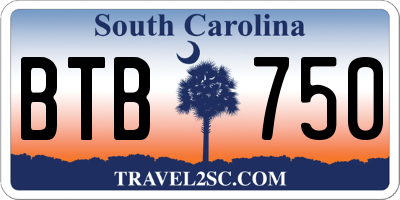 SC license plate BTB750