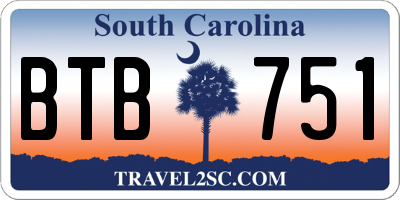 SC license plate BTB751
