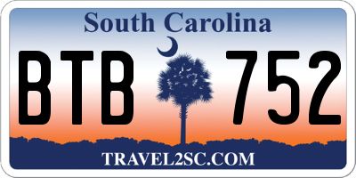 SC license plate BTB752